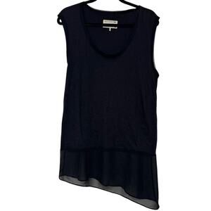 Rag & Bone Black Asymmetrical Sheer Layered Tank Top‎ Women's Size Small